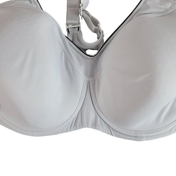 Syrokan Running Sports Bra Gray 34G Underwire Wide Strap Hi Impact Wicking A233 - Picture 2 of 13